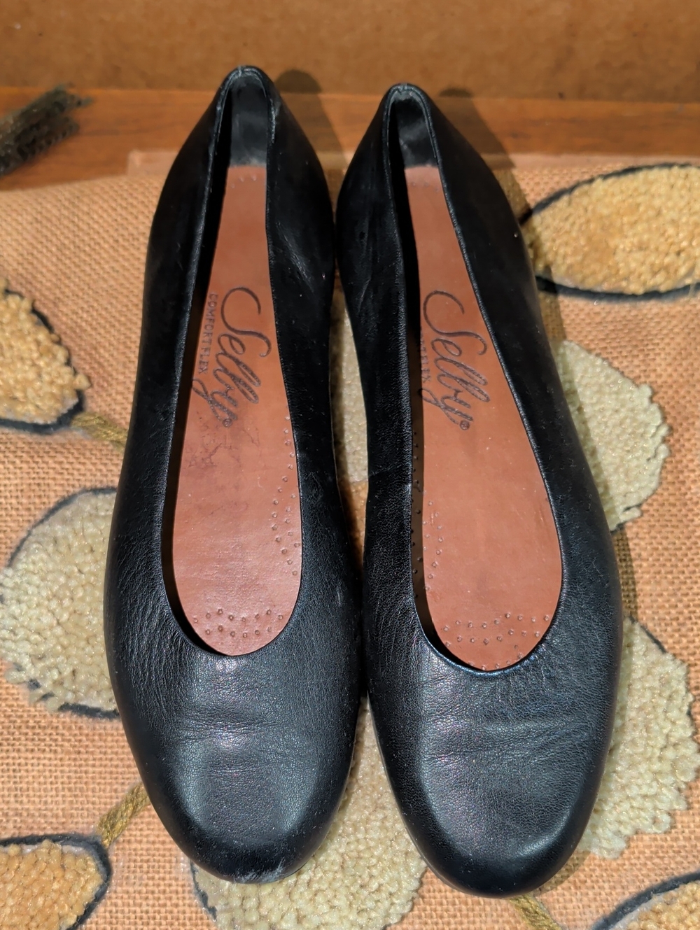 Selby Comfort Flex Black Leather Women's Ballet Flats